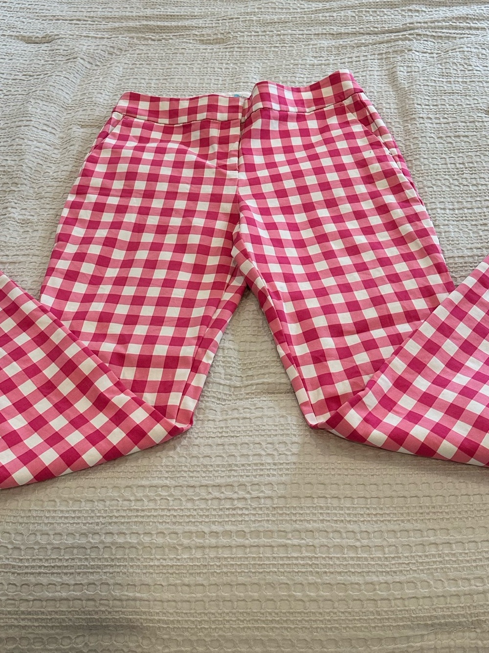 Boden Women’s Bright Pink Gingham Checkered Trouser Mid Rise Ankle Pants Size 6 - Picture 4 of 13